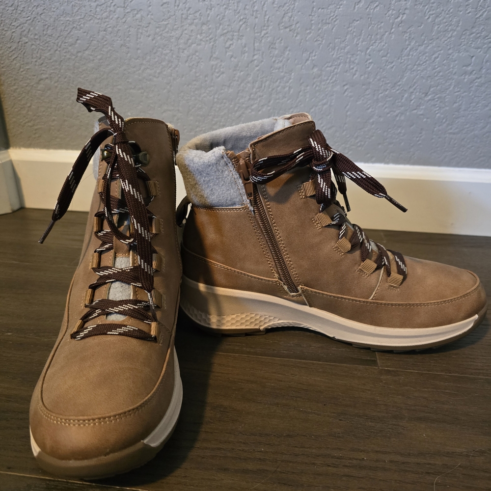 Maurices Brown Ankle Boots with Cream Accents